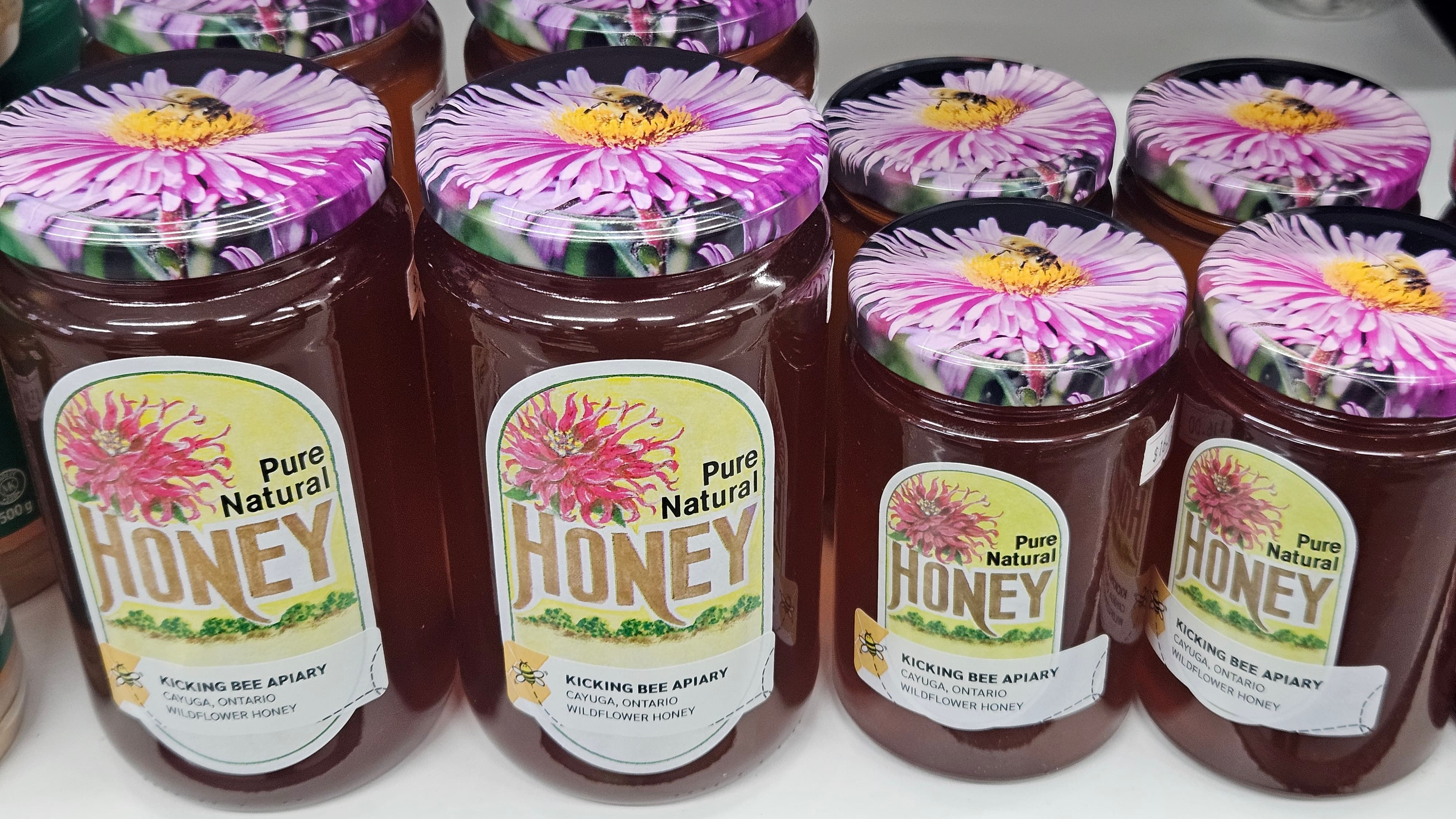 Kicking Bee Apiary honey jars